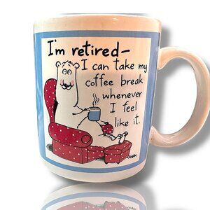 Retired Coffee Mug Fun Quote Shoebox Greetings Hallmark 11oz Ceramic Blue White